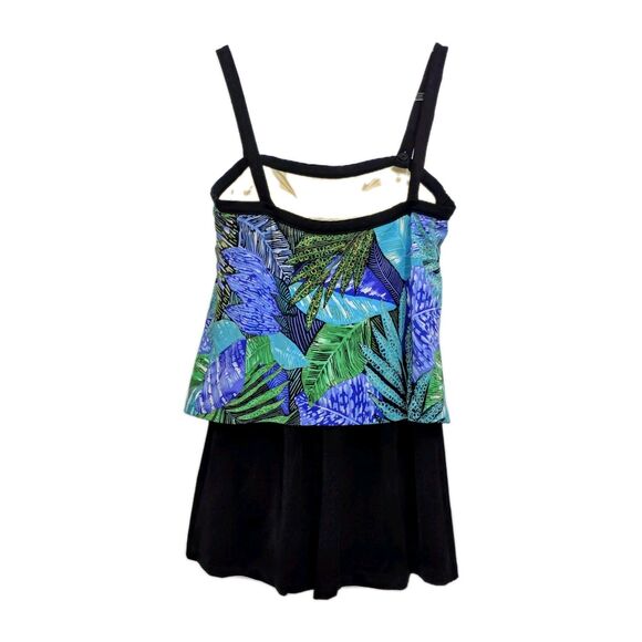 Maxine Of Hollywood Swim Dress Floral Tropical Modest Beach Vibrant Woman'sSz 12 - Picture 2 of 7